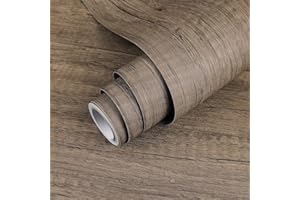 Decoroom Sticky Back Plastic Roll Wood Effect Vinyl Wrap Self Adhesive 40X600cm Brown Grain Peel and Stick Wallpaper Contact Paper Waterproof Film Cover Cupboard Countertop Furniture Stickers
