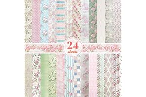 NPCSWXQ 24Blatt Florales scrapbook Papier 30cmx30cm Double Sided decoupage papier Junk Journal scrapbooking Papier für DIY Karte Herstellung Fotoalbum Decorative Craft Paper DIY Florales Hintergrundpapier