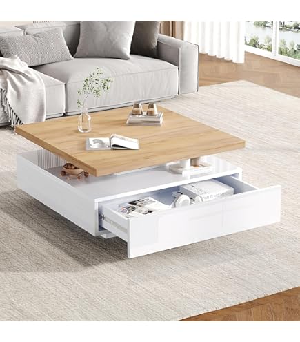 Table Basse à LED COSMOS Laqué Blanc Brillant 120cm