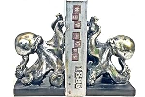 Bellaa 22999 Octopus Buchstützen Set Antik Silber 15,2 cm