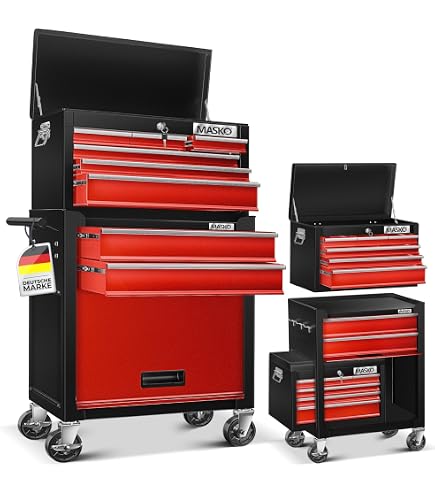 TECPO Chariot à outils avec 3 surfaces de chargement – Avec tiroir prémonté et tapis antidérapants comme insert en mousse pour la protection, capacité de charge de 300 kg – Convient comme TECPO Chariot à outils avec 3 surfaces de chargement – Avec tiroir prémonté et tapis antidérapants comme insert en mousse pour la protection, capacité de charge de 300 kg – Convient comme