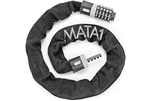 MATA1 Bike Chain Lock (3.5ft / 1m, Black) - Heavy-Duty Anti-Theft Cord w/ 5-Digit Combination Code - Digital Cable for Bicycle, E-Bike, Scooter & Stroller - Strong, Resettable & Easy to Use - by MATA 1