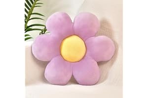 FSRONGXI Cojín decorativo con diseño de margaritas color morado, bonitos cojines de suelo, cojín estético para decoración de habitación para cama, sofá, silla, 38 cm (morado)