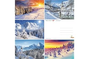 Edition Colibri Paysage d'hiver (Set 4) : lot de 50 cartes postales (5 motifs x 10 pièces) avec motifs de nature hivernale des Alpes (10742-46)