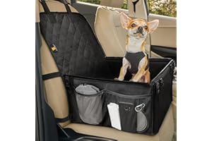 HELDENWERK Extra Stabiler Hunde Autositz -Verstärkte Wände und 5 Gurte - Wasserdichter Hundeautositz für Rück- und Vordersitz (Schwarz, Standardgröße)