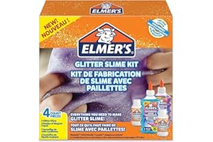 ELMER'S Elmer’s kit pour slime pailleté | avec colles pailletées bleue et violette + 2 flacons le liquide magique activeur pour slime | lot de 4