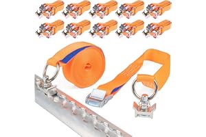 INDUSTRIE PLANET 10 x 250 kg 5 m Sangle d'arrimage à boucle avec pions d'arrimage aéro pour rail d'arrimage aéronautique