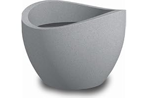 ‎SCHEURICH Scheurich Wave Globe 50, Pflanzgefäß/Blumentopf/Pflanzkübel, rund, Farbe: Stony Grey, hergestellt mit recyceltem Kunststoff, 10 Jahre Garantie, für den Außenbereich