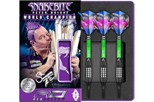 RED DRAGON Peter Wright Snakebite Black Strike 18g o 20g Softip Tungsten Darts con Flights y Ejes