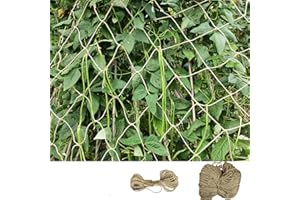 KAZITOO Plant Support Jute Netting for Climbing Plants Sweet Pea Runner Bean, Compostable Natural Netting with 10m Twine for Attaching, Garden Jute Trellis(2mx5m)