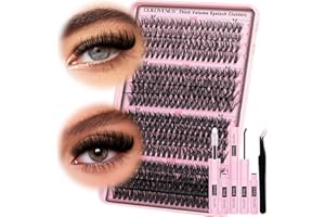 Goddvenus Fluffy Individual Eyelashes Kit 60+70+80+100D Clusters Lashes Kit 320Pcs Eyelash Clusters DIY Lash Extension kit Russian D Curl Lashes Individual Cluster with Bond and Seal (12-18mm Mix)