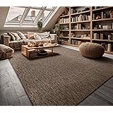 Paco Home Alfombra Exterior Interior Balcón Terraza Alfombra Cocina Monocolor Jaspeado, tamaño:80x250 cm, Color:Taupe