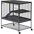 MidWest Homes for Pets Deluxe Critter Nation Single Unit Small Animal Cage, Assembled Cage is 91.44 L x 60.96 W x 62.23 H centimeters Gray Quartz, Model 161