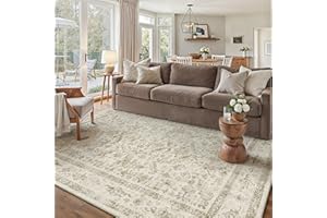 ‎PURECOZY PureCozy Vintage Beige Teppich Wohnzimmer 140x200cm Schlafzimmer Wohnzimmerteppich Boho Waschbarer Carpet Weich rutschfest Teppiche Esszimmer Büro Kurzflor Groß Tepich