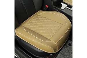 Vankerful 1 Pack Leather Front Car Seat Covers,Bottom Seat Covers for Cars,Driver Car Seat Cushion Cover,Luxury Seat Protectors,for Most Vehicles,Sedan,Truck,SUV(Beige)