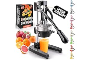 ZULAY KITCHEN Zulay Professional Citrus Juicer and Lemon Squeezer - Orange Juice Squeezer, Lime Squeezer and Manual Juicer Press - Metal Hand Juicer Press and Orange Juicer - Citrus Squeezer Black