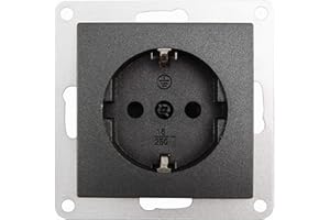 MC POWER Schutzkontakt-Steckdose | FLAIR | 250V~/16A, UP, 1-fach Unterputzsteckdose Schraubanschluss Einzelsteckdose mit Einsteckschutz, anthrazit matt