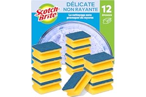 Scotch-Brite Delicate Éponge grattante, 12 par lot - non rayante, pour le nettoyage des ustensiles antiadhésifs et le verre