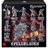 Wildspire 15 Spellblades - DND Minyat&uuml;rleri i&ccedil;in Kahraman ve NPC Karakterleri 28mm Dungeons &amp; Dragons Minyat&uuml;rleri Toplu D&amp;D 
