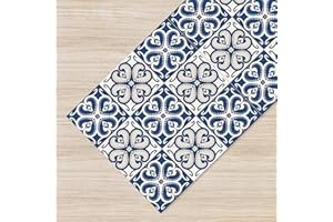 Il Gruppone Passione Casa Tappeto Cucina Antiscivolo Made in Italy Passatoia Antimacchia Multiuso Corridoio Soggiorno Lavabile in Lavatrice - 50x200 - Mattonella blu