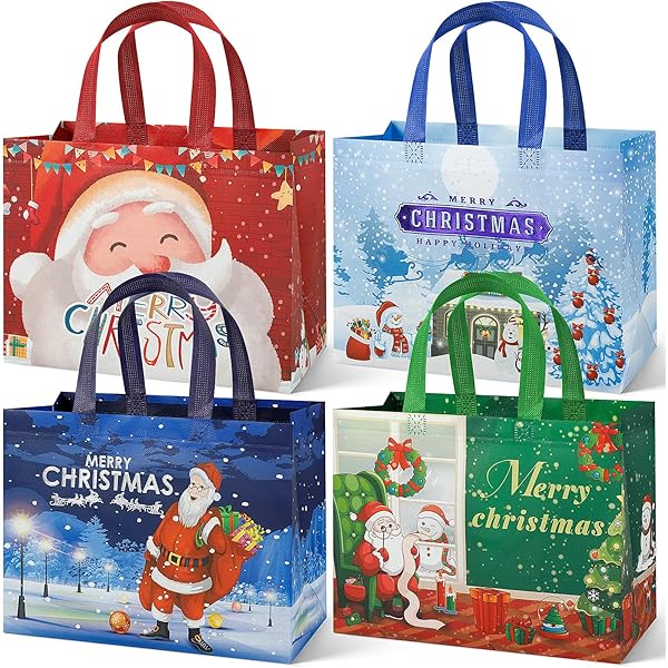 AhfuLife 12 stuks extra grote kerstcadeauzakken, 30 x 30 x 14 cm