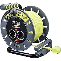 Masterplug Pro-XT Kabeltrommel Verlängerungskabel mit 2 Steckdosen, 2 USB-Ladfebuchsen, Wickelkurbel, Thermoschutz und…