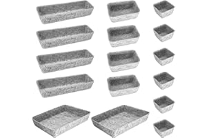 Cbilzxer Schubladen Organizer Filz, 16er-Set, Waschbare Filz Organizer für Schminktisch für Selbst gestalten der Schubladen (16er-Set Hellgrau)
