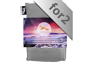 Silkrafox for 2 - ultralight sleeping bag liner for 2 persons, artificial silk inlett, perfect for hiking, backpacking, outdoor activities
