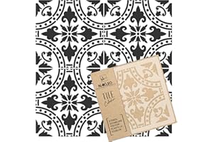 ‎NL NAKLEO ART & WALL DECOR NAKLEO Isna Fliese Wiederverwendbare Kunststoff Schablone - 30x30cm - Spanisch Blumen Maurisch - Marokkanisch Geometrisch - Pflasterstein Betonboden Wandmalerei Vorlage Holz