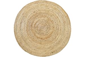 HAMID - Tapis Jute Naturel, Jute Alhambra Rond, Tressé à la Main, Tapis 100% Fibre de Jute pour Salon, Chambre, Décoration, (100x100cm)