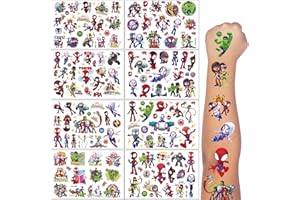 Flyftrey Tatuaggio per bambini, 8 fogli Spidey and His Amazing Friends, tatuaggio temporaneo per ragazzi e ragazze, tatuaggi per bambini per regali di compleanno per bambini, accessori per feste