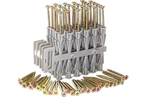 NCaan 120pcs Plasterboard Wall Plugs & Zinc Plated Countersunk Screws—Expanding Barrel—Anti Rotate Ribs—Barbed Jaws—Superior Tight Grip—Strong Hold—Raw Plasterboard Fixings (60 Wall Plugs & 60 Screws)