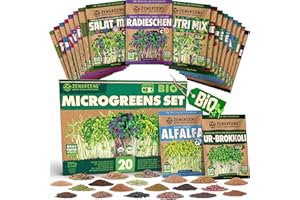 ZenGreens® - Bio Sprossensamen im 20er Set - Keimsprossensamen - leichte Zucht im Sprossenglas oder Anzuchtschale - Großpaket - 20 verschiedene Sorten - Microgreens Samen Mix - 20er Set
