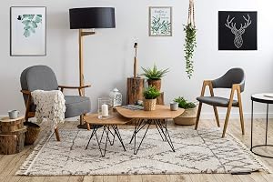 Boho, matta, fluffig, BERBER shaggy, frans, Marockansk stil, för vardagsrummet, sovrum, kök, slitstark matta FEZ G0535 kräm/brun 180x270