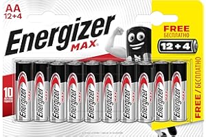 ENERGIZER MAX Energizer - Max, Pack de 12+4 Pilas AA, el DOBLE de duración para Uso Cotidiano, sin sulfataciones y con 10 años de vida útil