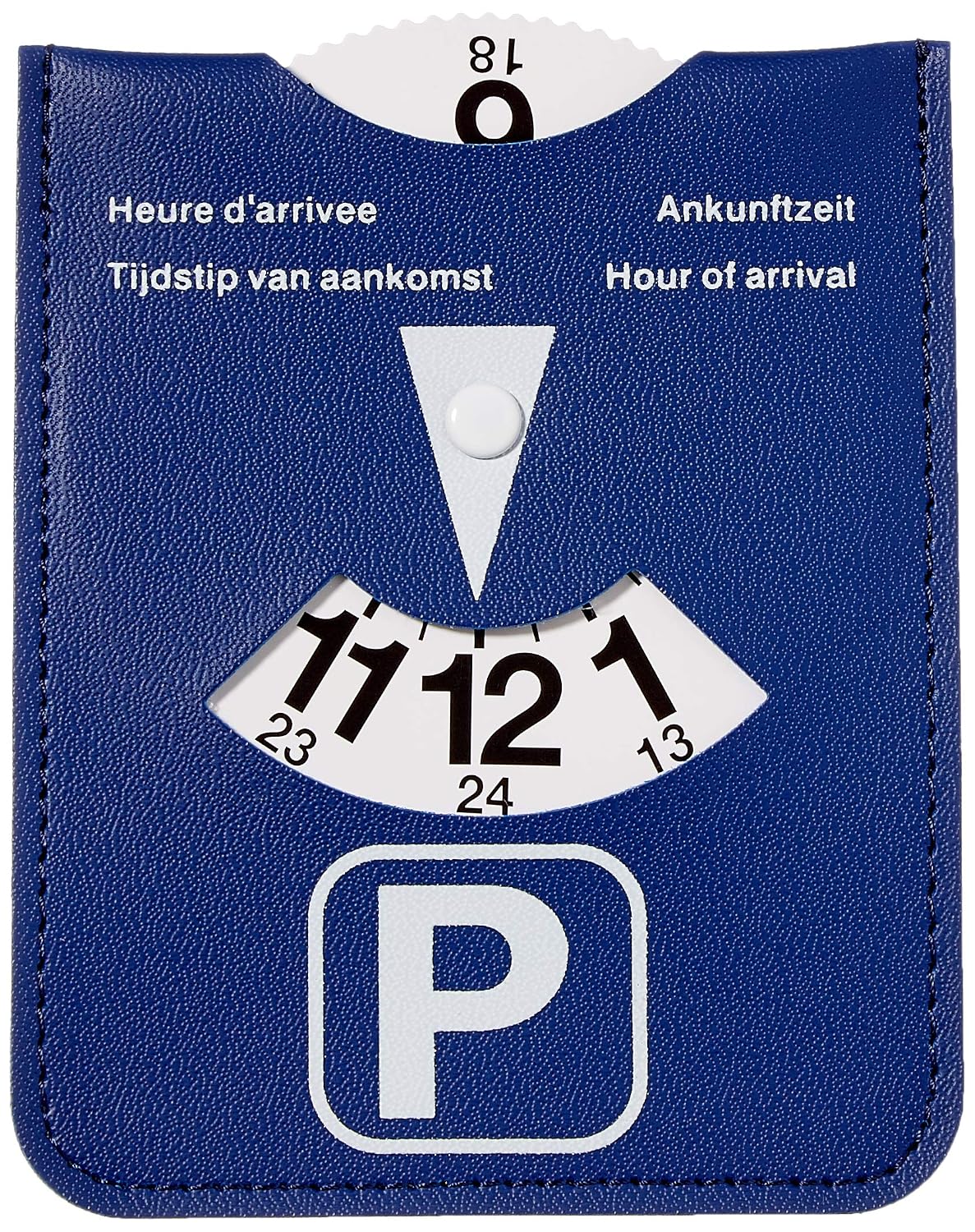 Parkeerschijf Kangaro in blauwe kunstlederen behouder, K-0035D220, 13x10.5x0.2