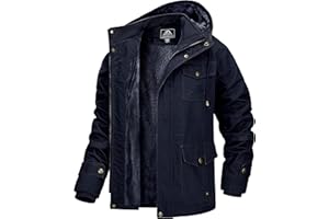 ‎MAGCOMSEN MAGCOMSEN Winterjacke Herren Warm Gefüttert Jacke Fleece Winterparka Winddicht Outdoor Übergangsjacke mit Abnehmbarer Kapuze