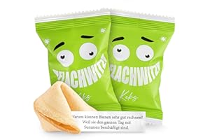 ‎SCHÖNE GÜTER Glückskekse Flachwitze 15er Packung grün | Glückskekse lustige Flachwitze für Kinder und Erwachsene zur Party, Geburtstag, Candybar, Geschenk | Kekse frisch gebacken vegan & made in Germany