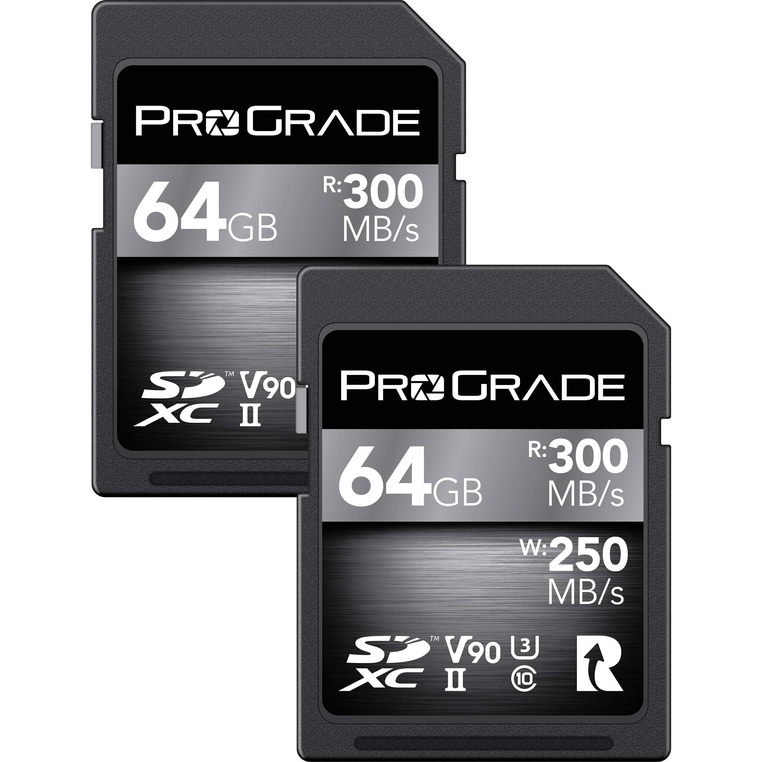 ProGrade Digital SDXC UHS-II V90 Memory Card (64GB), 2-Pack