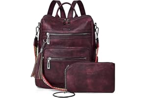 Shrrie Sac à Dos Femme, Sacs à Main Portés Dos en PU Cuir, Élégant Imperméable Sac à Dos Antivol Convertible avec Bandoulière Amovible pour Travail Voyage College Cadeau