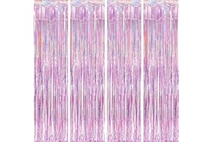FLETORIN 4 Piezas Cortinas Cumpleaños, Cortina Decoracion Oro Champán Rosa, Cortina Metálicas Foil Fringe Decor, Fondo Decoracion Fiesta, Cortinas Metálica para Pared Boda Halloween Cumpleaños Fiestas