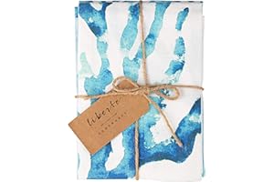YINAT Ocean Beach Theme Kitchen 100% Cotton Dish Tea Towels. Blue Decor Set of 3, Luxury Dish Cloths. Eco Friendly Coastal Dishtowels. Absorbent, Perfect for Entertaining & Cooking. Fantastic Gift Idea!