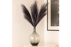 RYDDELIGHOME 3 Stems Black Pampas Grass Large, Faux Pampas Grass Artificial, Fluffy Fake Plants Flowers For Floor Vase Tall Vase, Boho Home Decor Halloween, Decorative Artificial Plants For Bedroom Living Room
