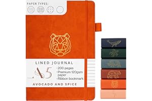 Avocado & Spice A5 Notebook by Avocado and Spice - A5 Journal Notebook Journals for Women and Men - Travel Journal Hard Back Lined A5-200 Thick Pages (Orange, Lined)