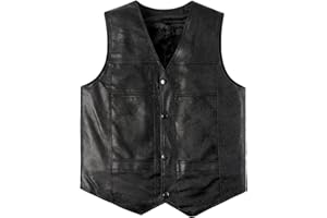 Harbrosrce Gilet PU Pelle Uomo Moto Smanicato Giacca Pelle Invernale Motociclista Gilet Foderato in Pile Classico Nero Leatherick Gilet