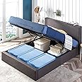 Zinus Finley Upholstered Platform King Bed Frame with Lifting Storage - Easy to Use & Assemble - No Box Spring Needed