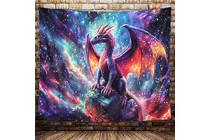 NYMB Tapisserie dragon violet, gothique médiéval fantastique, animaux fantastiques, nébuleuse, ciel étoilé, esthétique pour chambre à coucher, affiche pour hommes, garçons, couverture universitaire