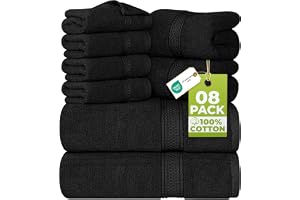 Utopia Towels - 8 delade premiumhandduksset, 2 badlakan, 2 handdukar och 4 tvättlappar, 100% ringspunnen bomull högabsorberan