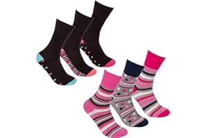 COTTONIQUE Ladies Non Elastic Loose Top Socks (6 or 12 Pair Multipack) Gentle Grip Diabetic Hosiery Size 4-8