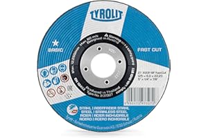 Tyrolit 297327 Basic Fastcut 2In1 Disco De Desbaste, 27, A30P-Bf, 125 X 6.0 X 22.23 Mm Dimensiones, Caja De 10